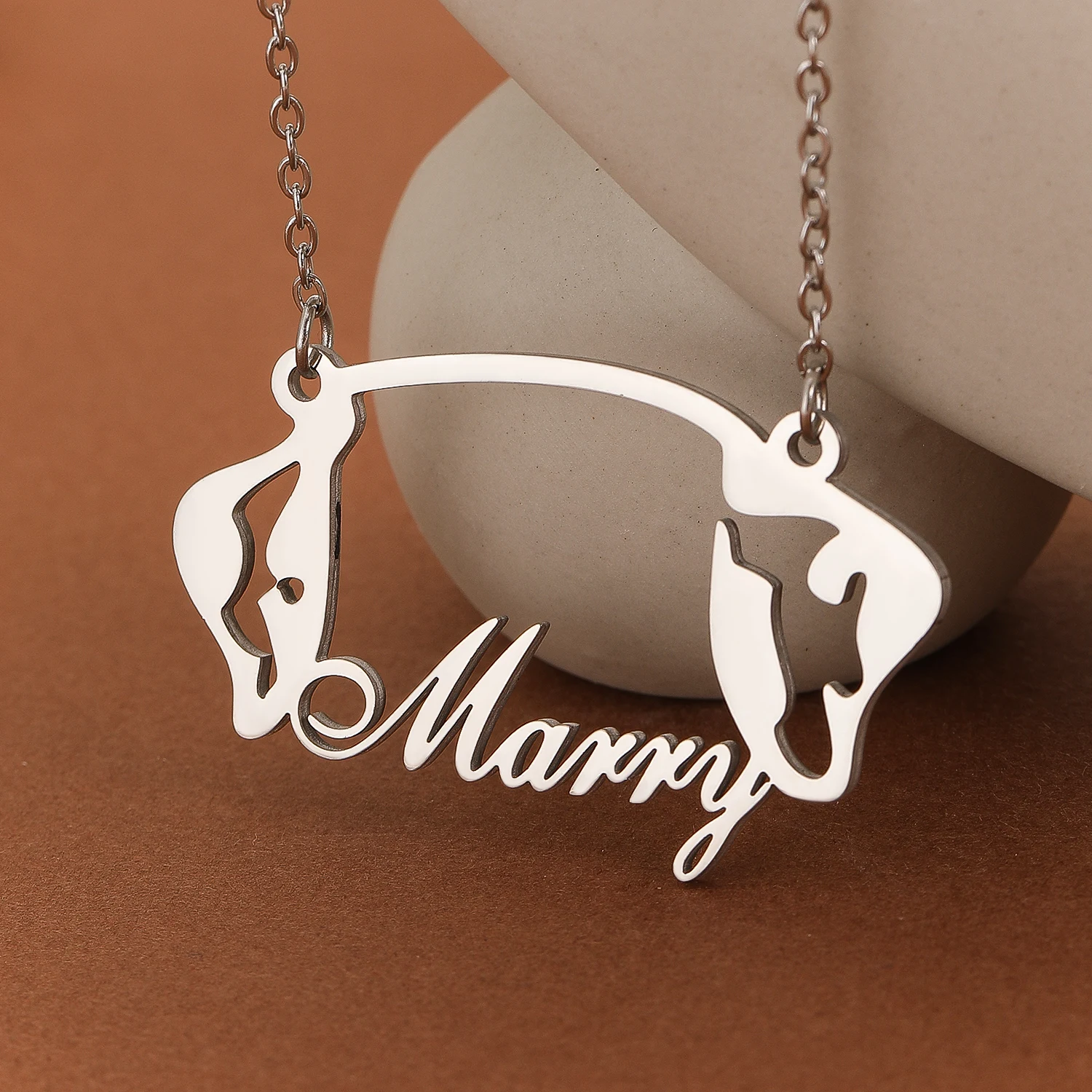 QIAMNI индивидуальная выгравированная цепочка с именем собаки далматина кулон