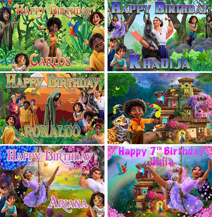 

Birthday Backdrops Encanto Photography Photo Fantasy Flower House Cartoon Birthday Background Encanto Movie Poster Bedroom Decor