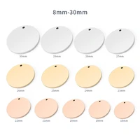 5pcs set exquisite stainless steel mirror polished disc charm for jewelry diy bracelet making 8 30mm rose gold pendant