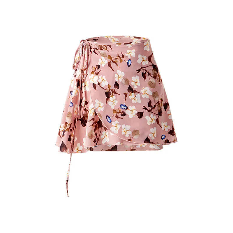 Printed Jasmine Flower Gauzy Dance Dress Adult Women's One-Piece Gymnastic Ballet Skirts Lace Up Bigdance Skirt |