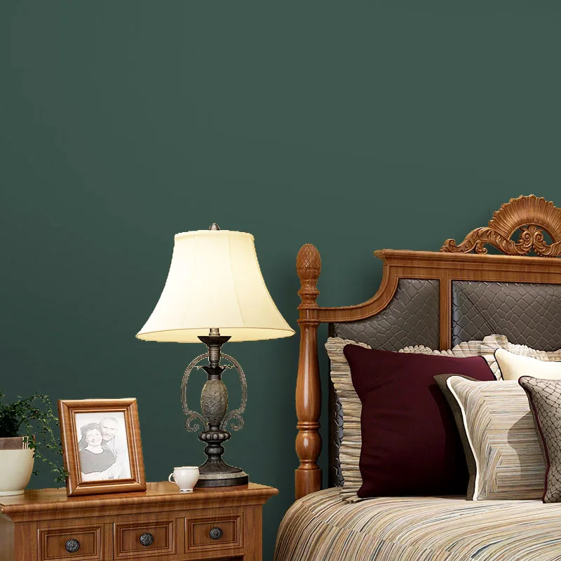 

American green green wallpaper northern wind restoring ancient ways non-woven TV setting wall is pure color bedroom wallpaper