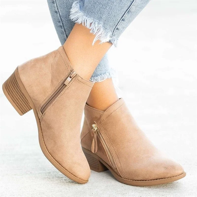 

New Martin Boots Women 2021 Autumn Women's Shoes Thick-soled Side Zipper Ankle Boots Fashion Casual Short Boots Botas De Mujer