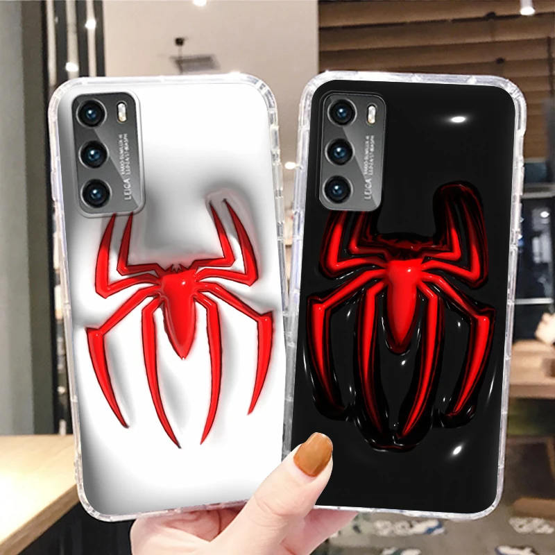 

3D Visual Marvel SpiderMan Phone Case For Huawei P50 P40 P30 P20 Lite Mate 50 Nova 10 Y90 Y61 Y70 Plus 9 Pro 5T Transparent