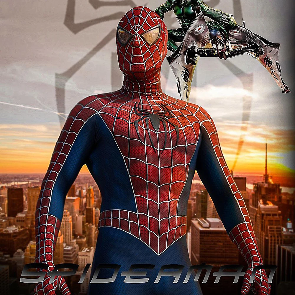 Классический Maguire Raimi SpiderMan косплей 3D логотип боди супергерой наряд Человек-паук