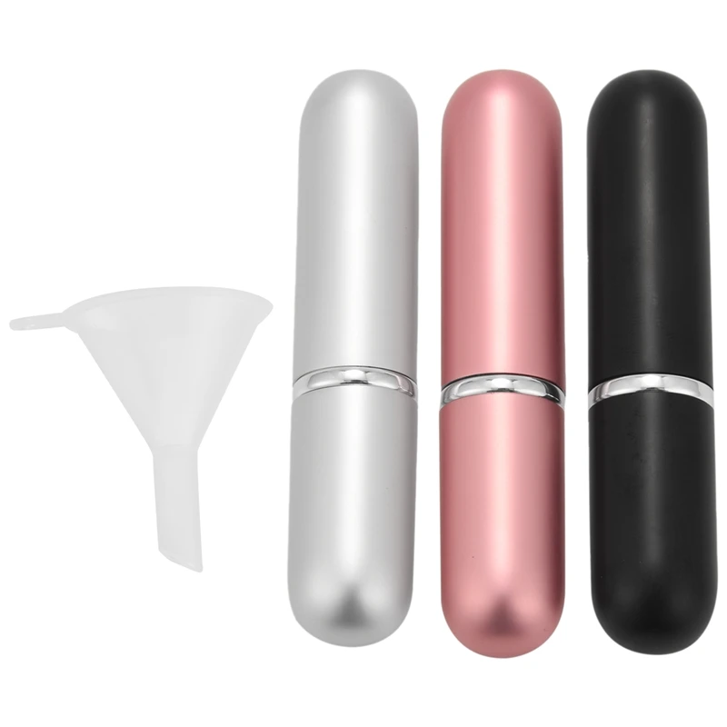 

Флаконы для духов с распылителем, многоразовые флаконы для духов для путешествий, набор из 3 стильных черных, розовых и серебряных флаконов ...