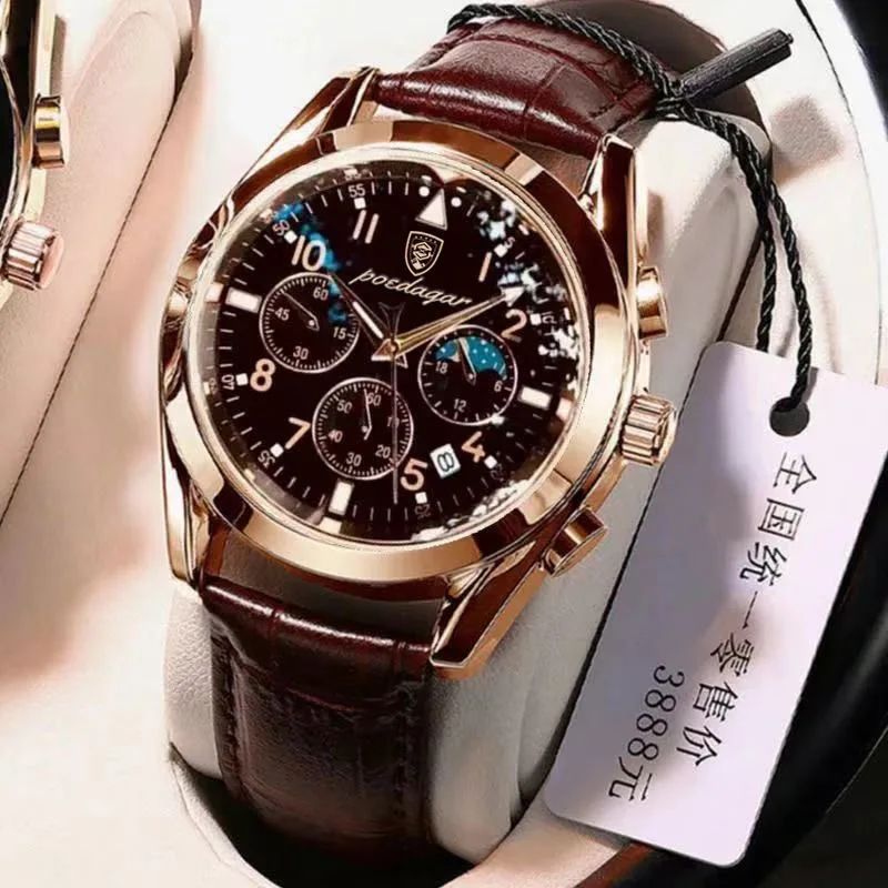 

2021 Men Watch Luxury Top Brand POEDAGAR Sport Business Rose Gold Watches Mens Waterproof Quartz Clock Watches Relogio Masculino