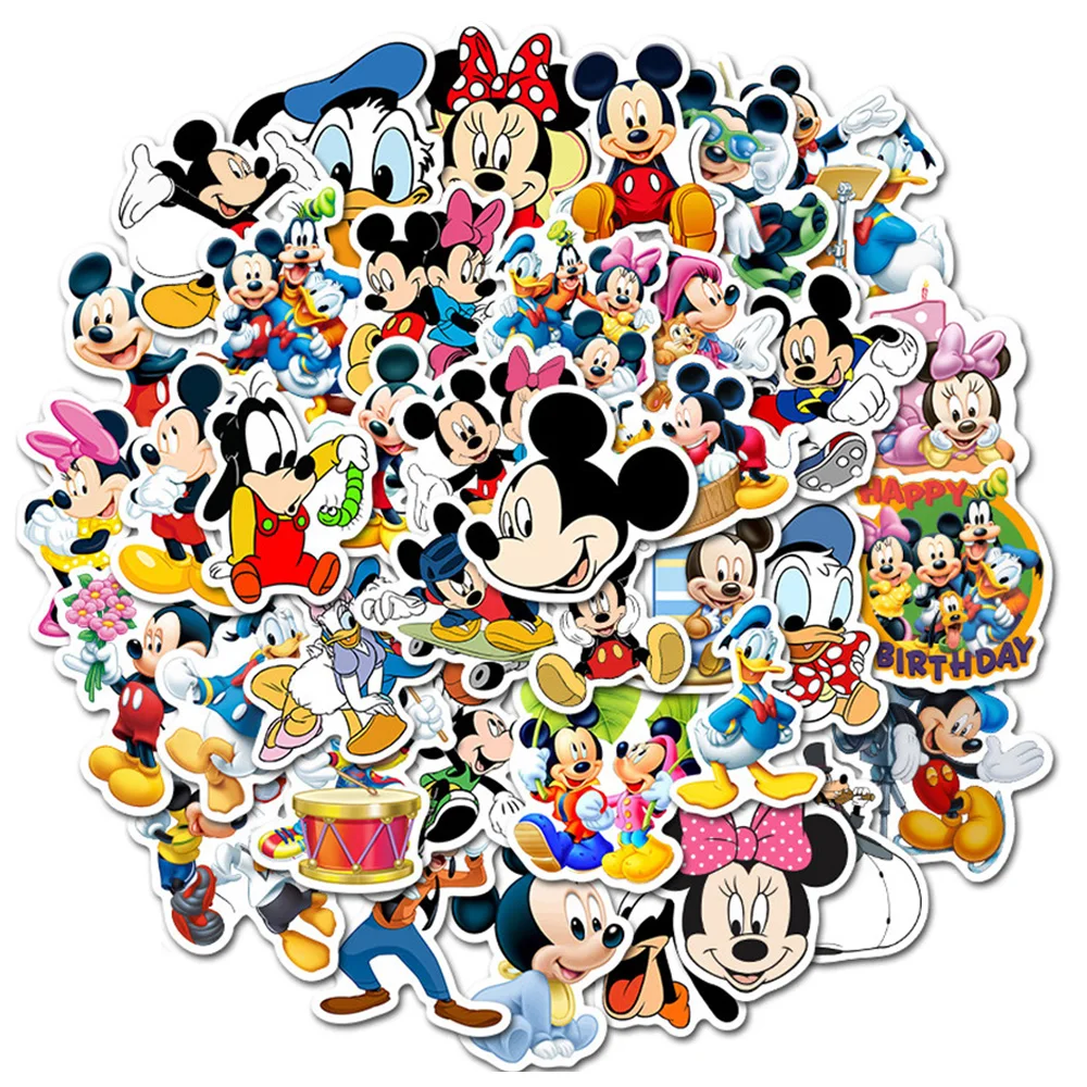 10/50PCS Disney Mickey Mouse Stickers Cartoon Children