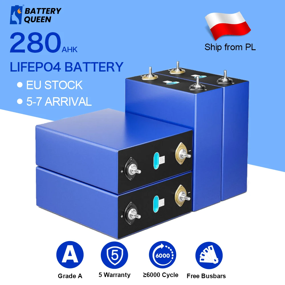 

EU Stock Lifepo4 280AH Lifepo4 Battery 12V 24V 48V Grade A Rechargeable Battery 6000 Cycles Brand New solar Tax Shipping Free