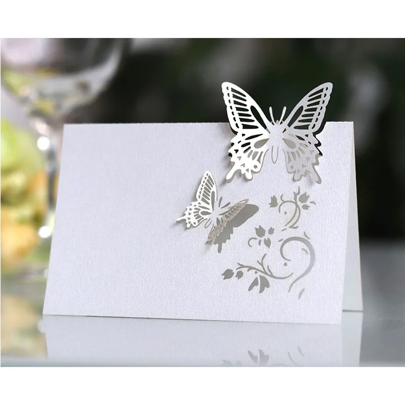 

50Pcs Namecard for Table Party Table Cards Wedding Guests Banquet Party Favors Butterfly Hollow Seat Card