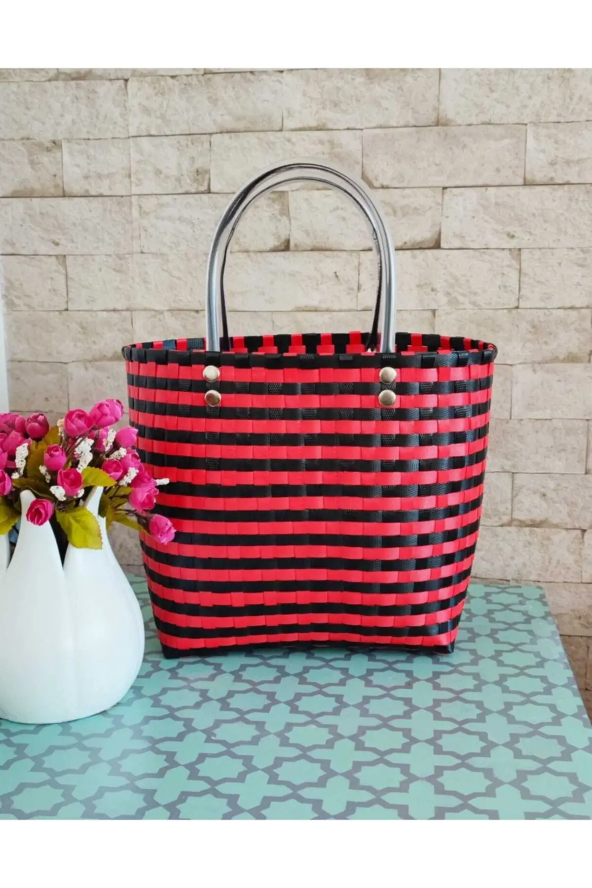 

Women Beach Bag Nihal Market Tote Bag Fashion Summer Large Capacity Patterned Shoulder Bag Top-Handbag Shopping Bags