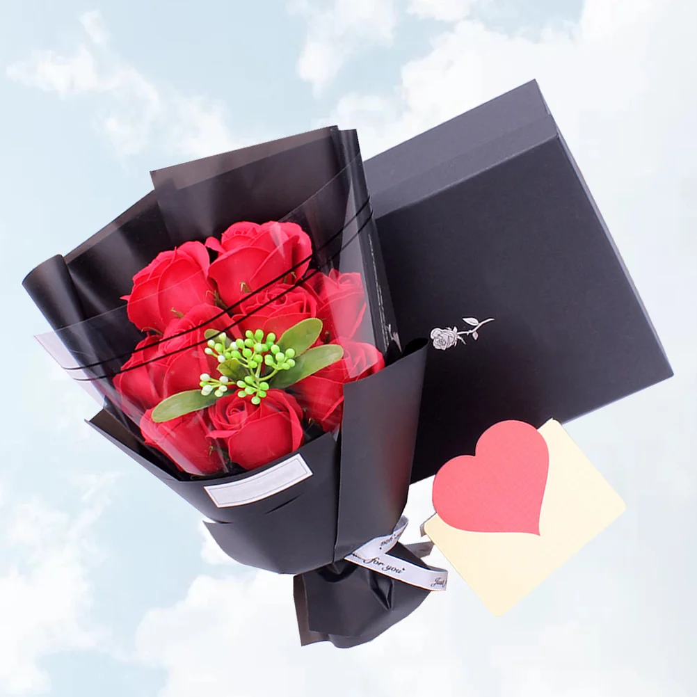 

1 Pack 9pcs Rose Soap Artificial Simulative Romantic Soap Petal for Wedding Anniversary Valentine Mothers Day