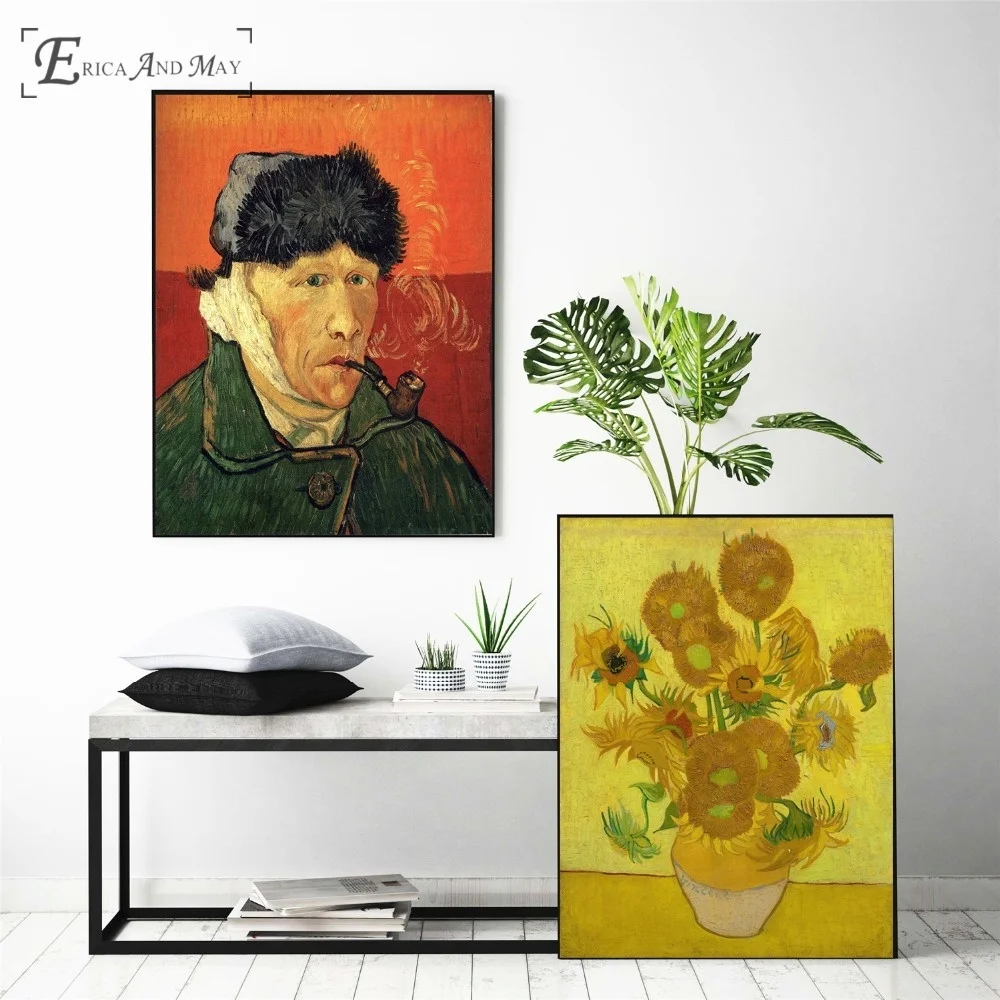 

Van Gogh Sunflower Portrait Vintage Poster Prints Oil Painting On Canvas Wall Art Murals Pictures For Living Room Decoration