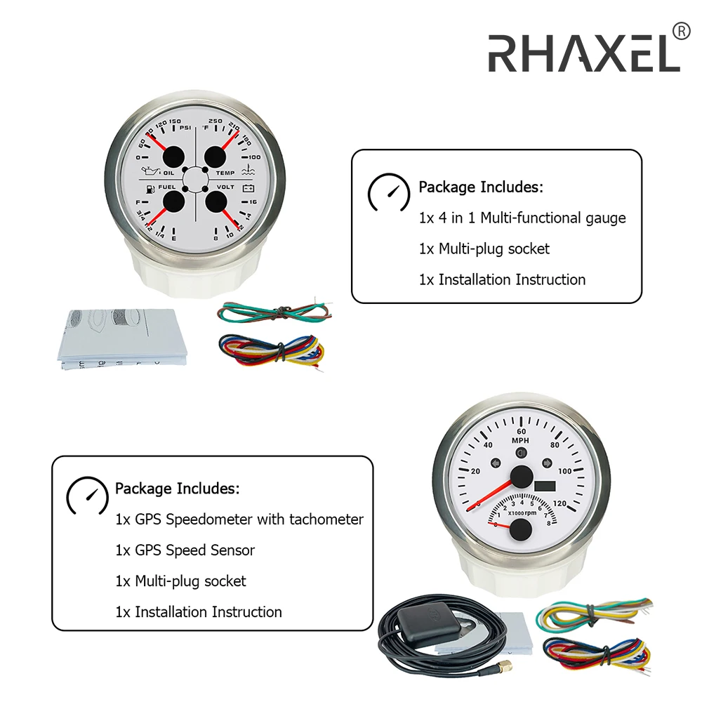 Автомобильный комплект датчиков RHAXEL 2 GPS Спидометр 120 км/ч с тахометром 4 в 1