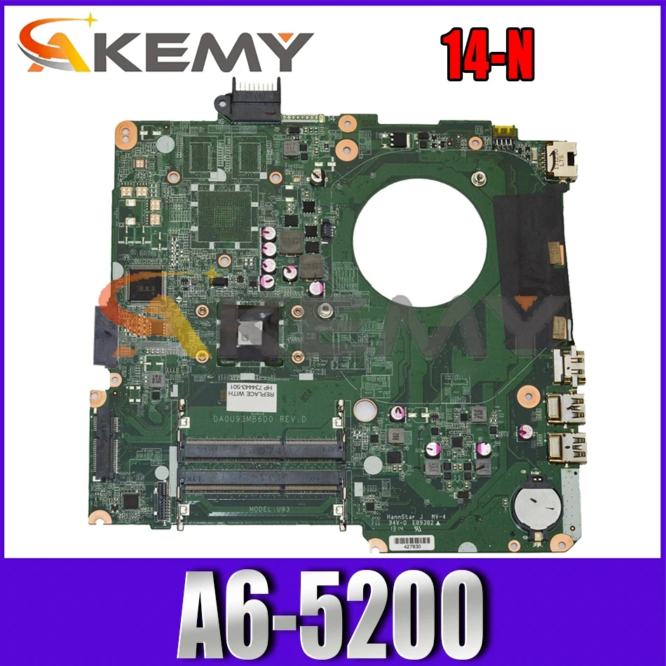 

U93 Laptop motherboard For HP Pavillion 14-N 14' Inch AM5200 Notebook Mainboard DA0U93MB6D0 REV:D DDR3