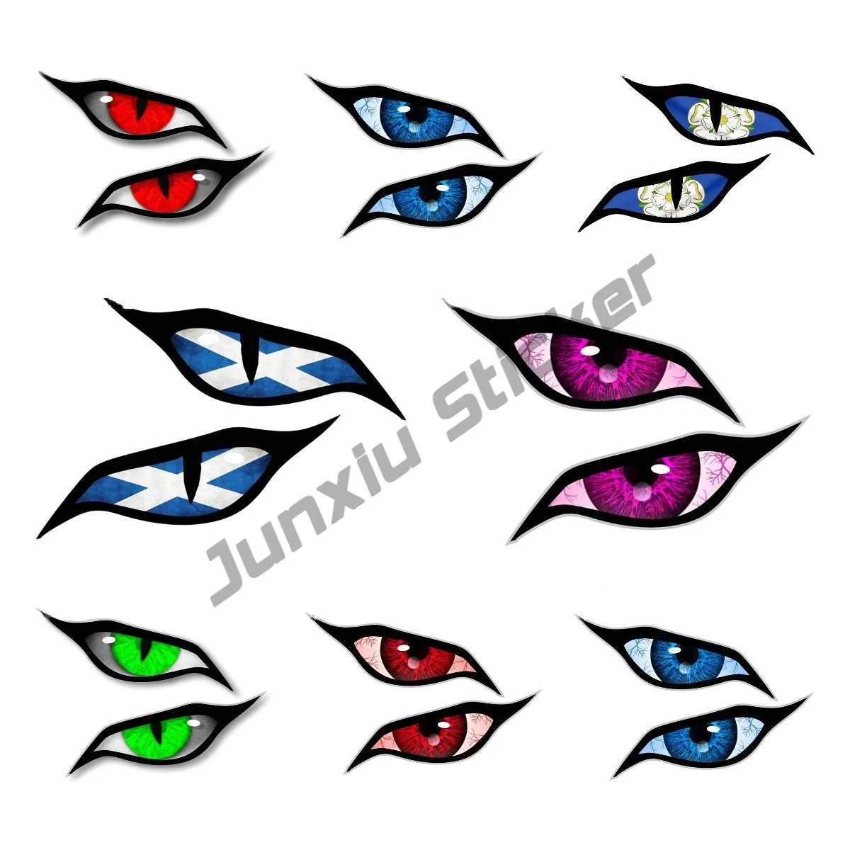 Креативная наклейка с изображением злых желтых глаз на мотоцикл и автомобиль