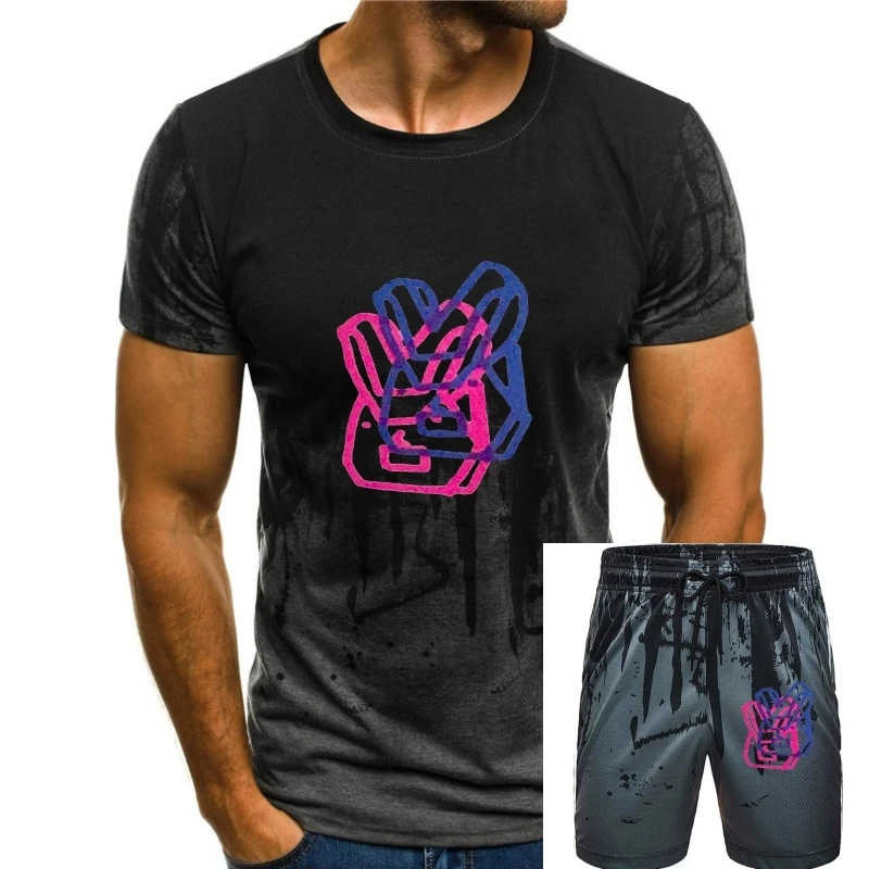

Cyclonus robobunny blue and pink screen printed T-shirt men t shirt