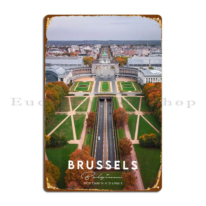 

Brussels In Coordinates Metal Sign Personalized Cinema Bar Club Print Tin Sign Poster