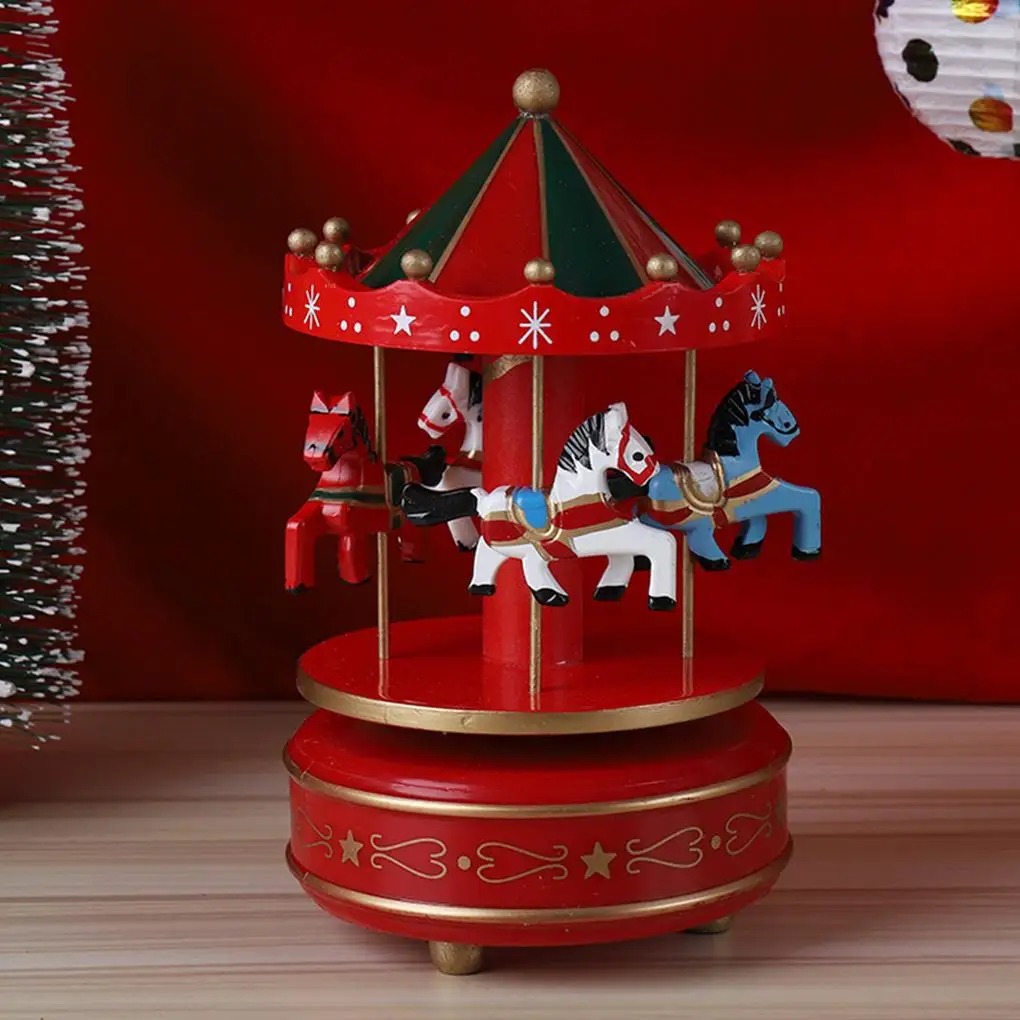 Cajas de música geométricas para decoración de la habitación del bebé, carrusel de caballo de navidad, regalos Unisex, decoración del hogar