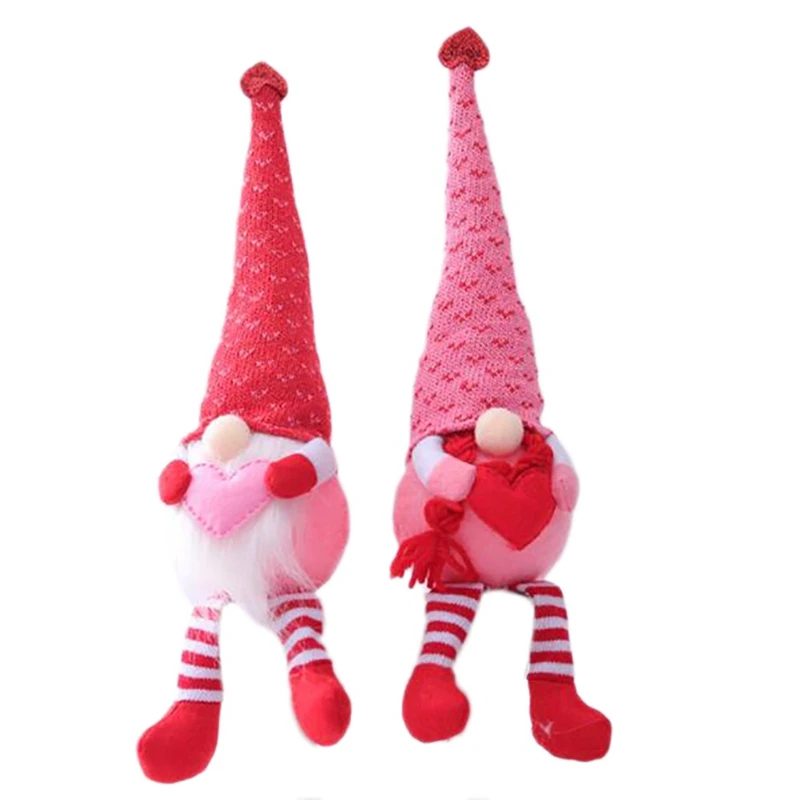 

2PCS Valentine's Day Gnome Plush Decorations Long Legs Glowing Faceless Doll For Valentine's Day Table Ornament