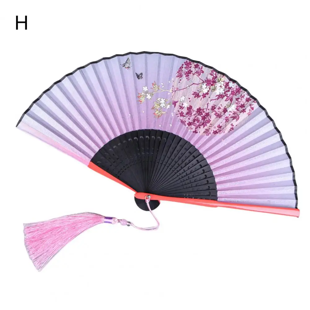 

Delicate Performance Fan Smooth Opening Comfortable Grip Portable Dance Folding Bamboo Fan Colorful Hand Held Fan Cosplay Prop