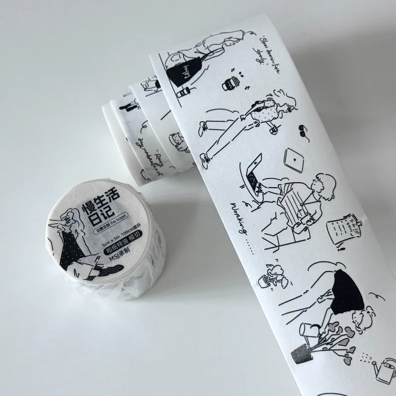 Фото Bagel Studio Enjoy Slow Life Girl Die Cut PET Washi Tapes Товары для рукоделия DIY Скрапбукинг Изготовление открыток Декоративные наклейки для планирования №4