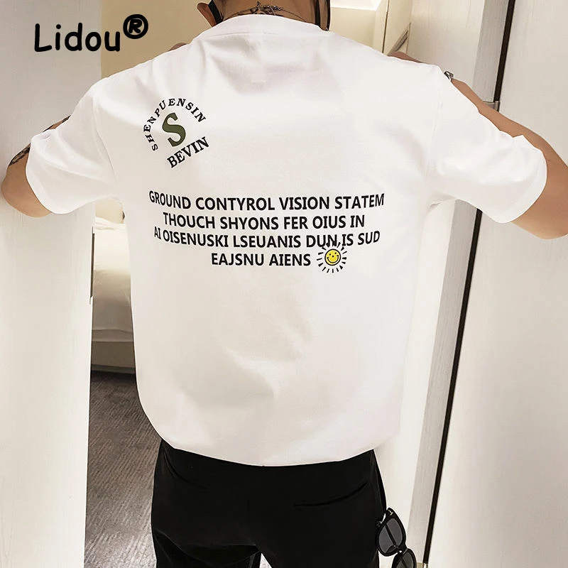 Футболка мужская с коротким рукавом и надписью модная рубашка Slim Fit повседневный