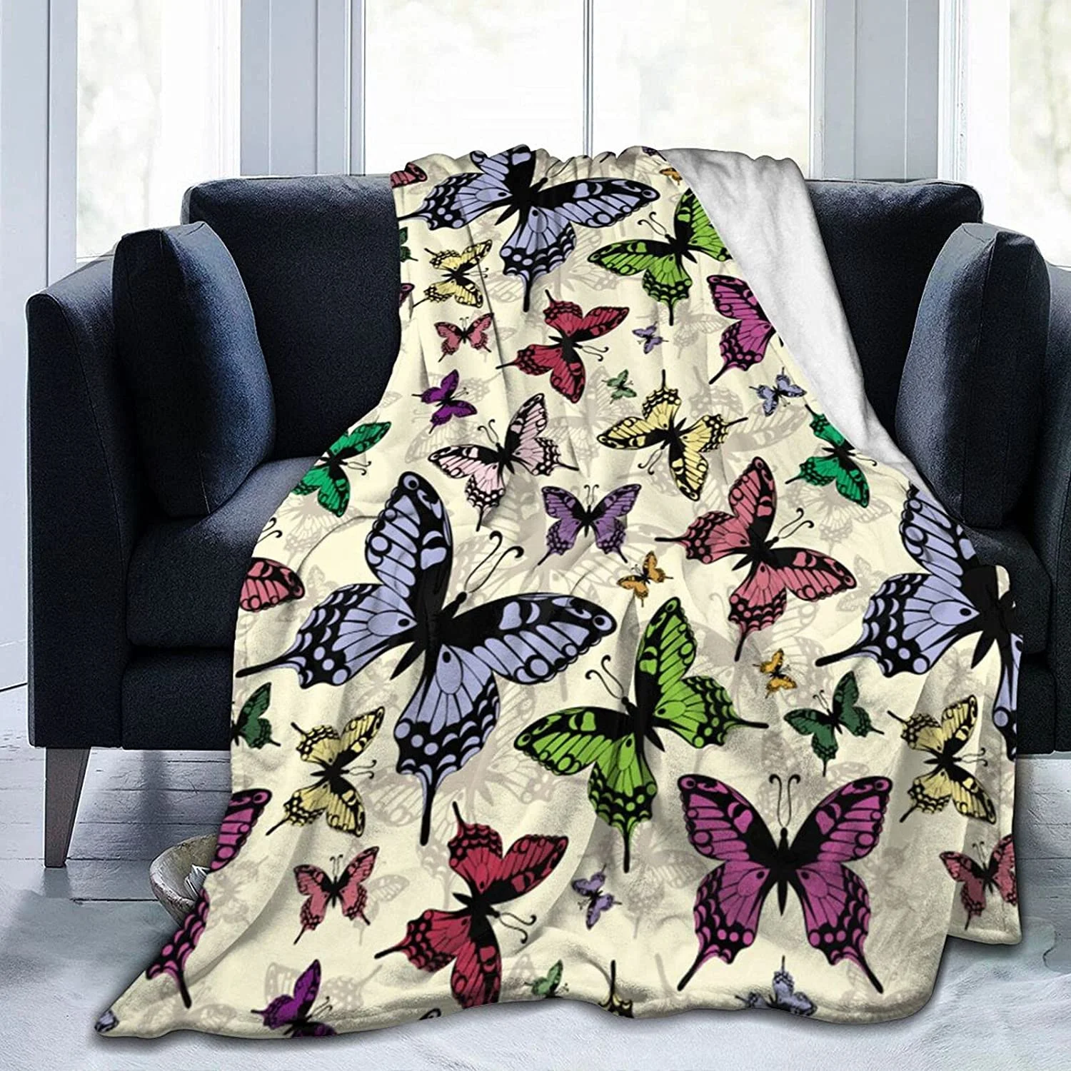 

Butterfly Fleece Flannel Blanket For Sofa Bed Sofa Car Comfort Soft Plush Blanket Queen Large Full Size Kids Ladies Adult