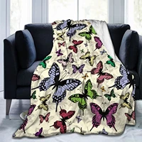 butterfly fleece flannel blanket for sofa bed sofa car comfort soft plush blanket queen large full size kids ladies adult