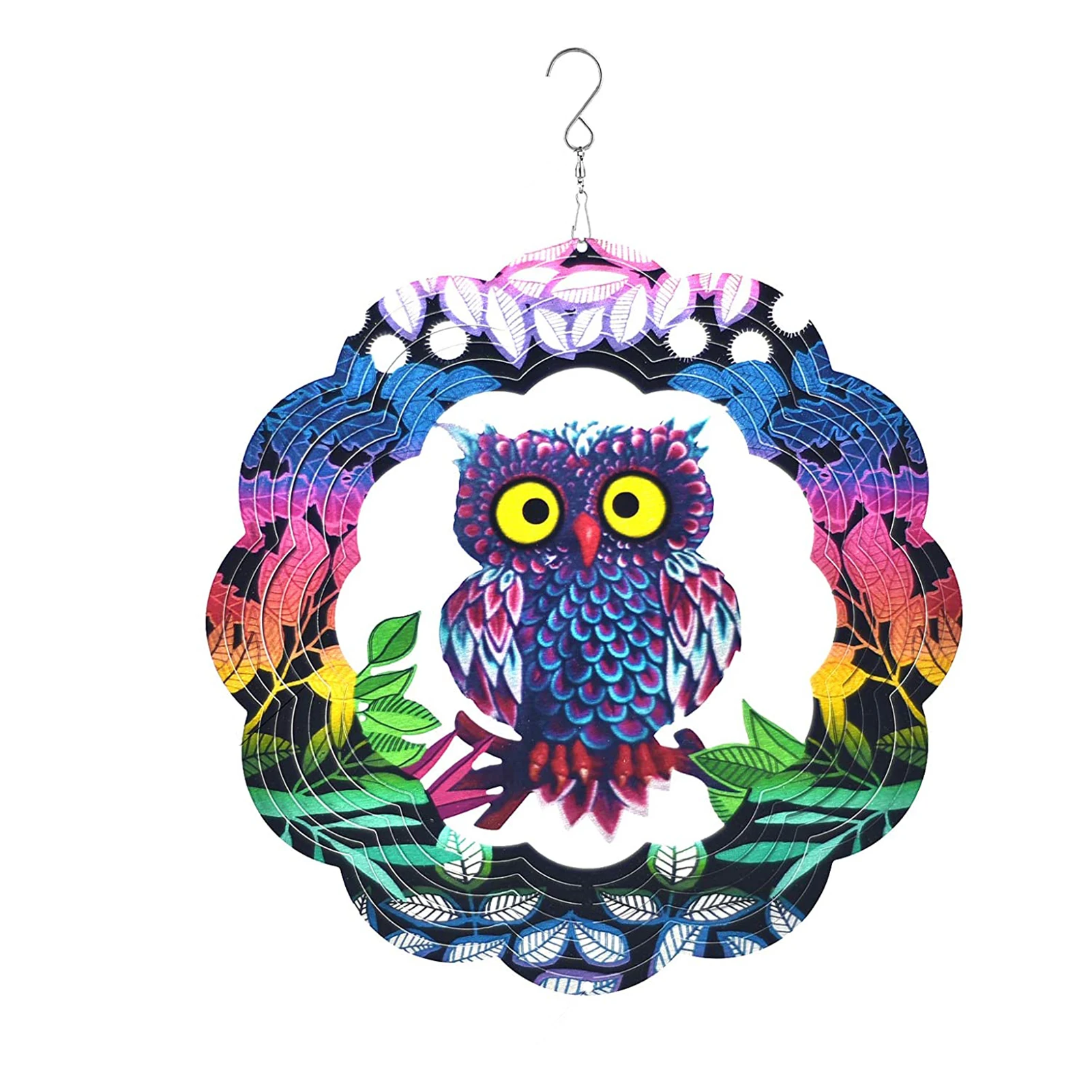 

Wind Spinner Stainless Steel Yard Art Sculpture Sun Catcher Outdoor Clearance 3D Hanging Owl Shaped Lawn Ornament Garden Decor
