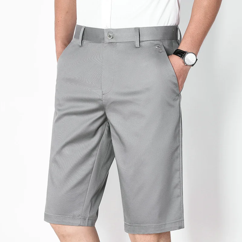 

Casual Office Shorts Mens Summer Lightweight Short Pants Men's Straight Solid Color Golf Shorts For Business Black Gray Big Size