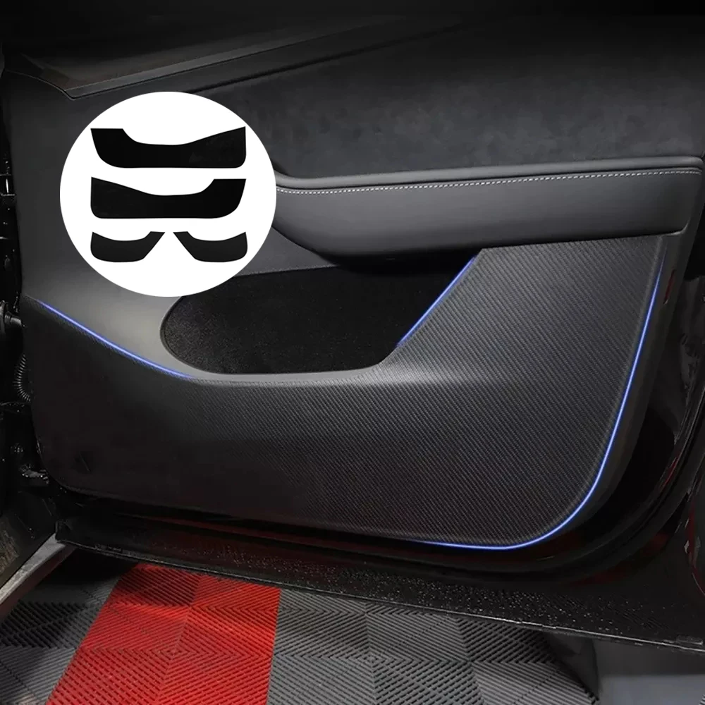 

For Tesla 2021-2022 Model 3 Model Y Car Door Anti Kick Pad Leather Protection Film Protector Stickers Carbon Trim Accessories