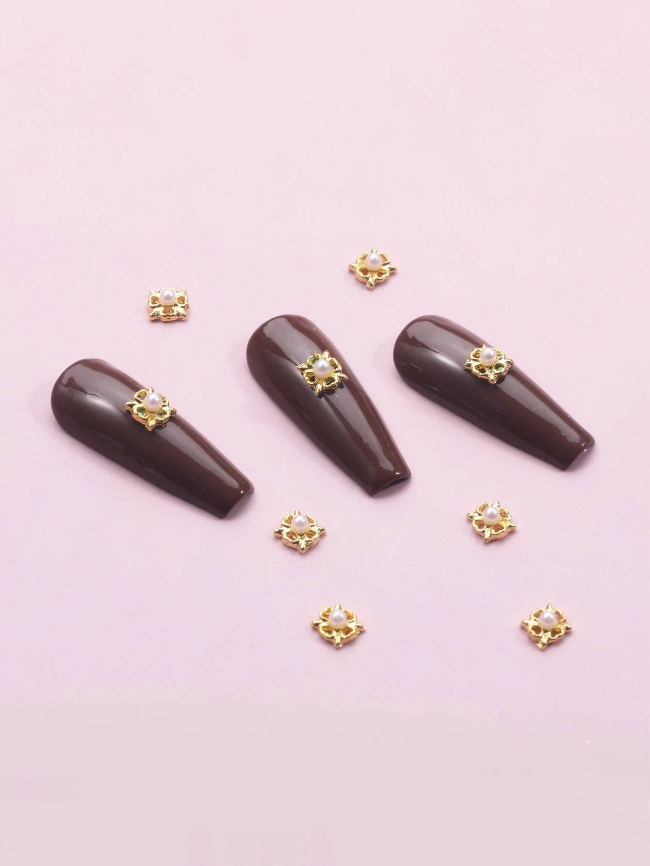 

10 Pcs Shine Jewelry Nail Art Geometry Charm Part Gold Part DIY Chain Design Manicure Metal Decoration Accessories Supplies 2022