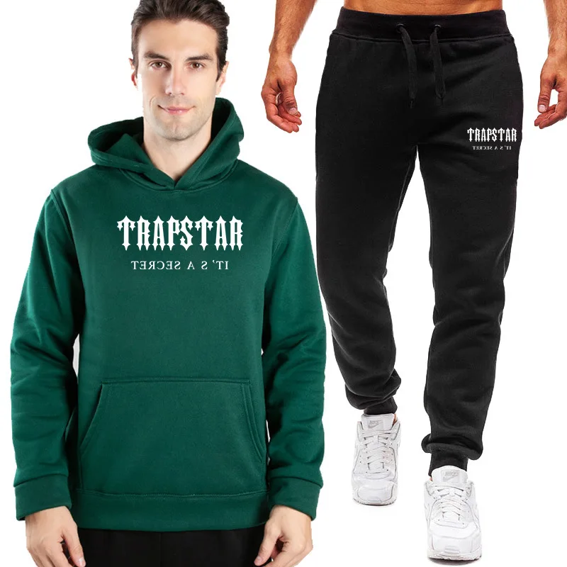 

Autumn New Hip Hop Men Women Hoodies Sweatshirts 2 Piece Set Fashion Hoody Suits Trapstar Printed Plus Fleece Casual Pullover