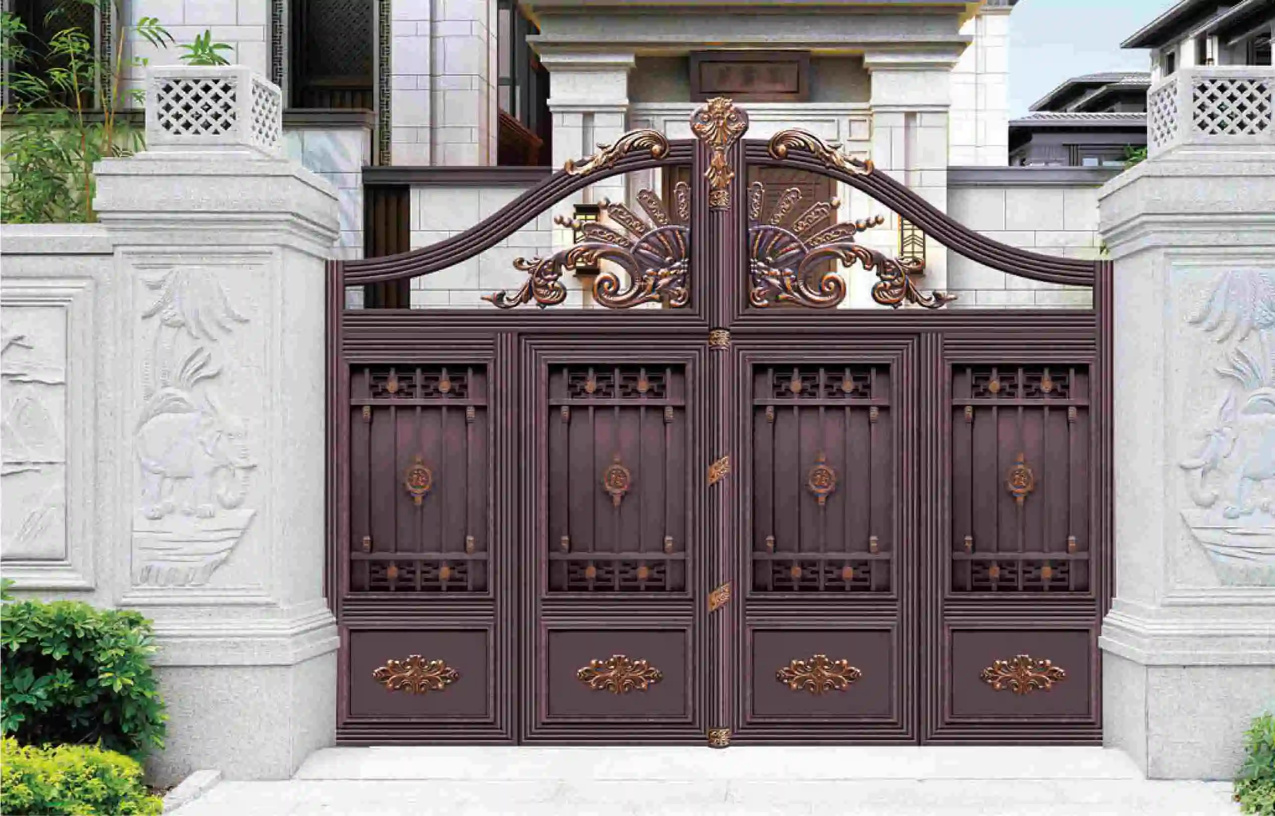 

Подъездная дорожка, кованые стальные металлические алюминиевые ворота, раздвижные автоматические железные двери для дома, виллы Hc-Ag9