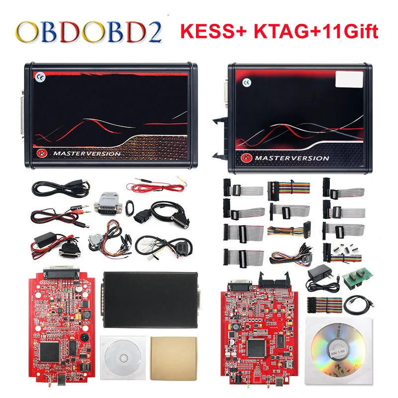 Онлайн Красный EU KESS 5 017 V2.8 Ktag V7.020 OBD2 менеджер Тюнинг Комплект V5.017 светодиодный K-t