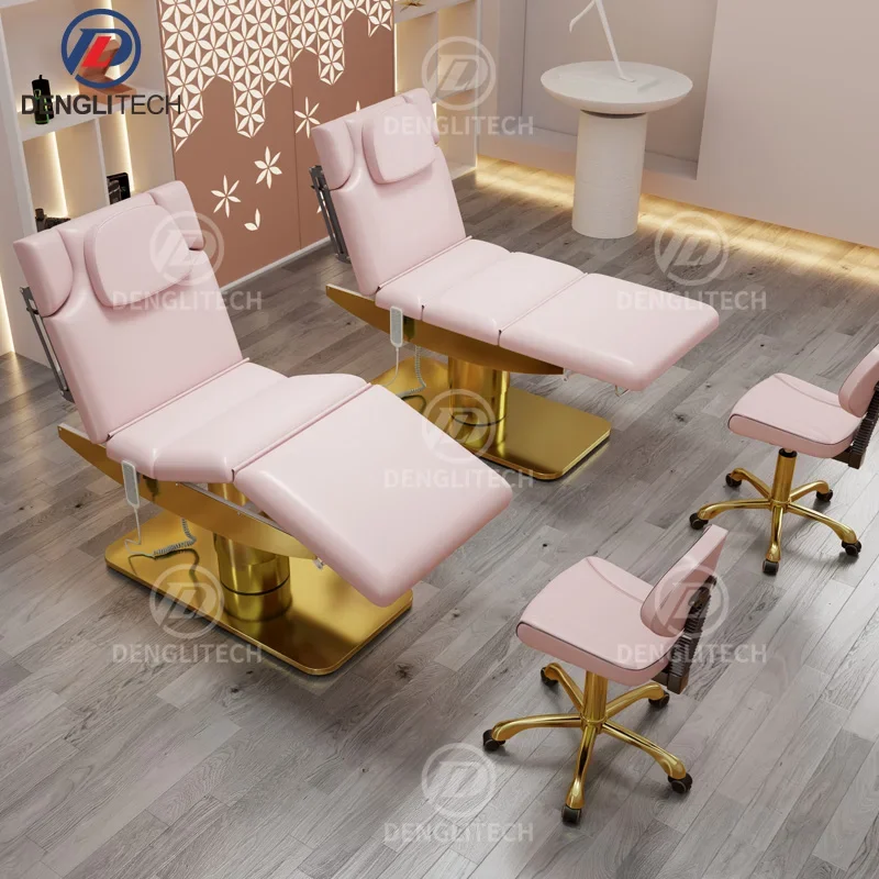 Японские высококлассные розовые кожаные Фотоэлектрические столы для массажа