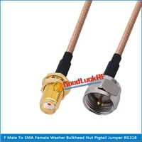 1x pcs high quality f male to sma female washer o ring bulkhead panel mount nut pigtail jumper rg316 cable low loss