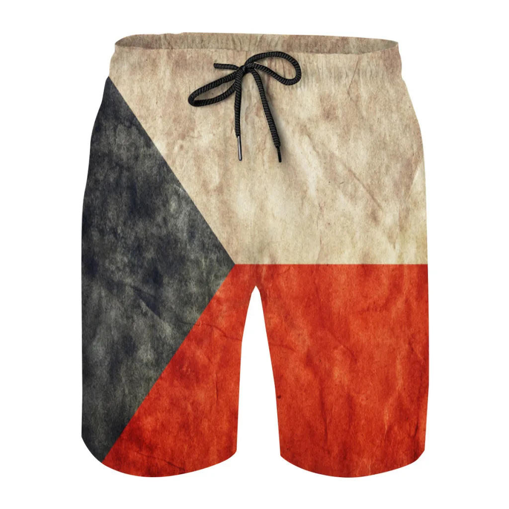 

2022 czech Country Flag Vintage Men's Summer Loose Breathable Casual Shorts Beach Pants