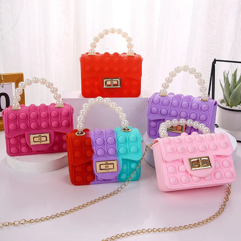 

Silica Gel Children's Wallet Mini Pioneer of Rodent Eradication Chain Clutch Bag One Shoulder Women's Wallet New Pearl Portable