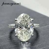 pansysen luxury real 925 sterling silver oval lab diamond gemstone rings for women bridal wedding fine jewelry ring wholesale
