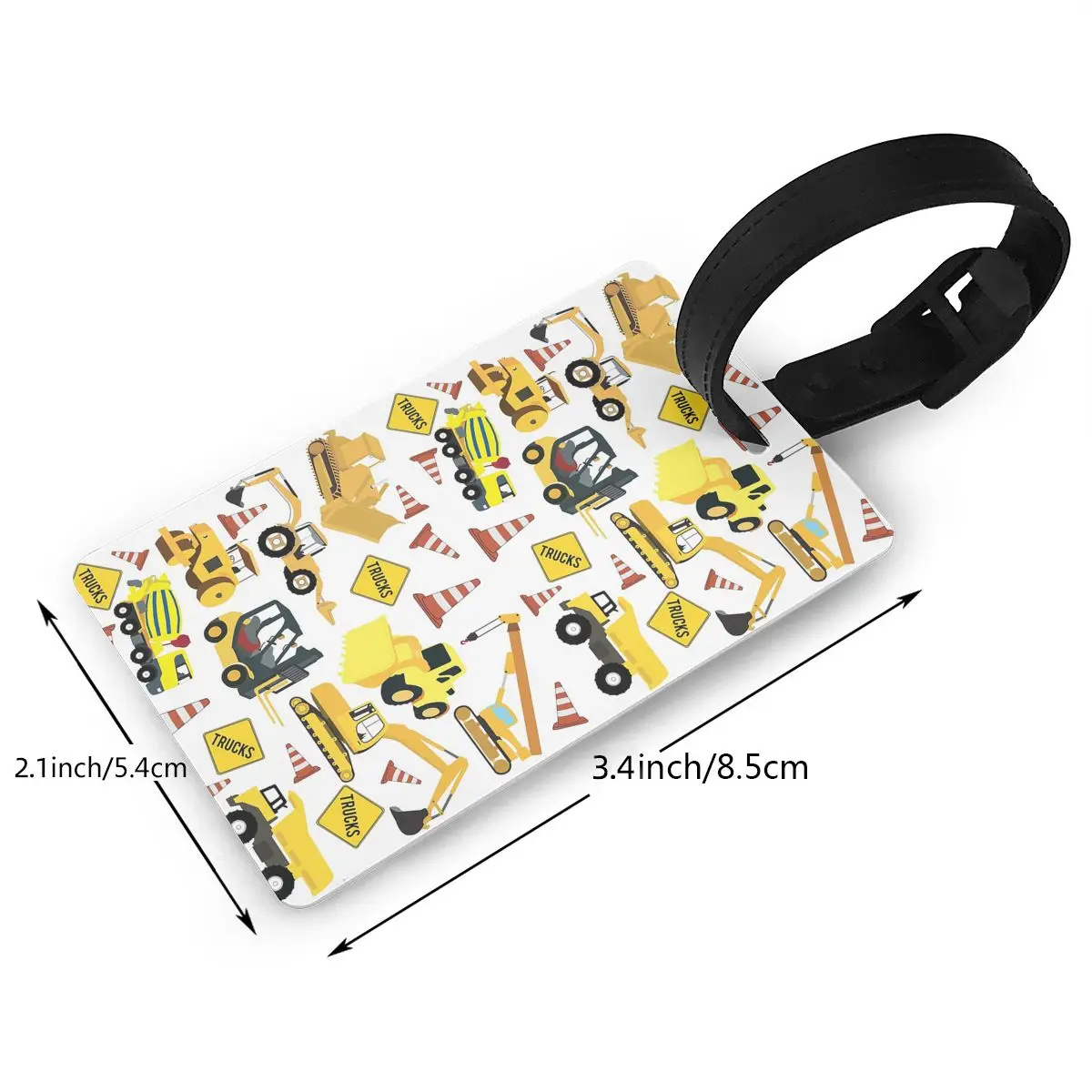 Строительные грузовики экскаватор с узором и другие багажные бирки чемодан
