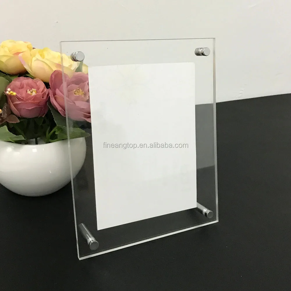 

Desktop a4 acrylic crystal photo display stand screw picture frame holder