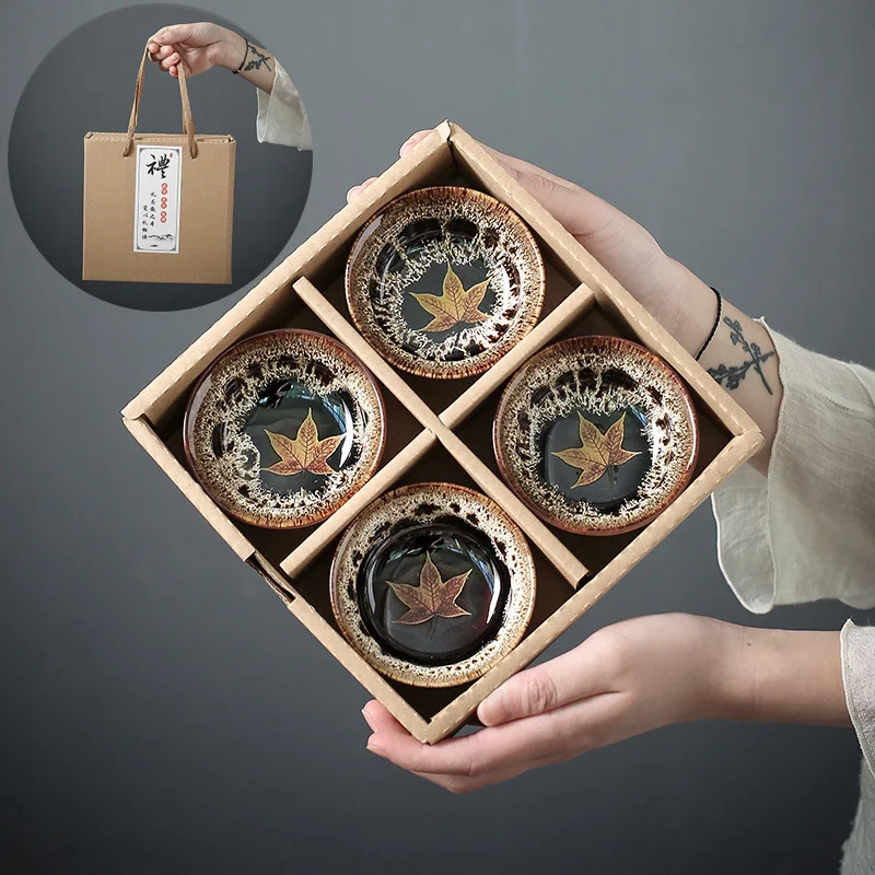 

4 шт./компл. набор чайных чашек с имитацией обжига, чашка для чая, керамический чайный набор, маленькая чашка для чая, китайский чайный набор, ...