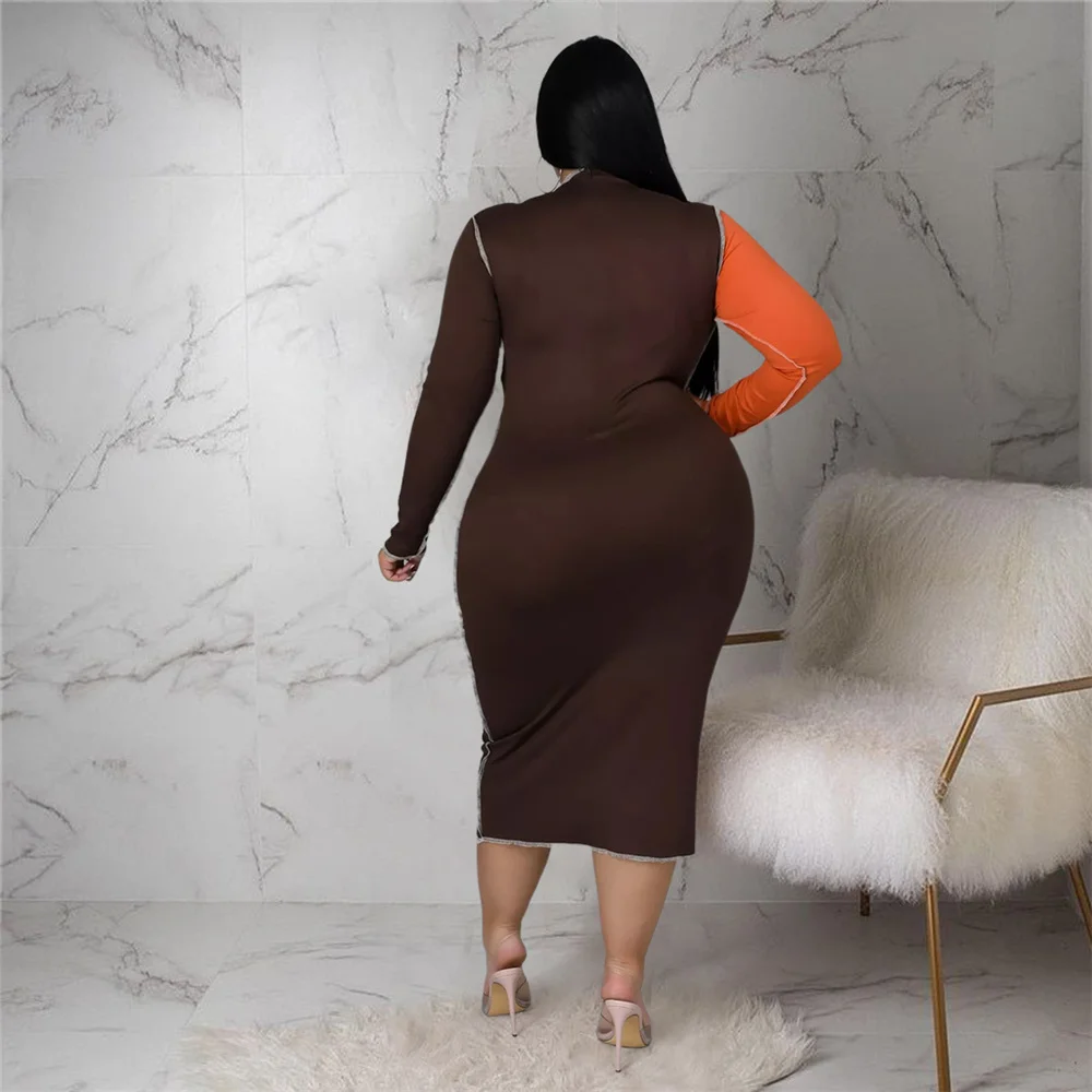 Plus Size New Women's Dresses Elegant Leopard Patchwork Bodycon Stretch Maxi Dress Party Vintage 2023 Wholesa 3xl 4xl 5xl 6xl