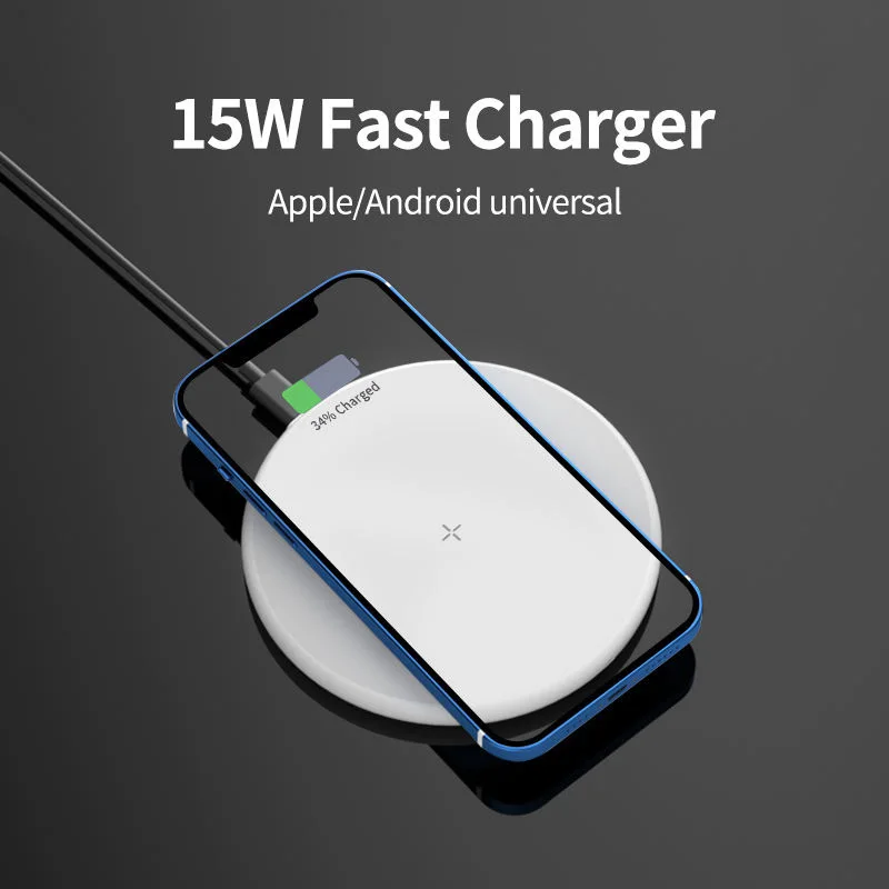 

Mini Slim Qi-Certified 15w Fast Wireless Charger for Mobile Phone Universal Portable Charger For iPhone Samsung Huawei