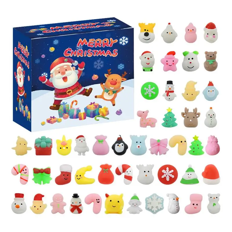 

Christmas Squishy Mochi Cute Kawaii Anti-stress Decompression Stress Reliever Toy 48pcs Countdown Advent Calendar Gift For Kids