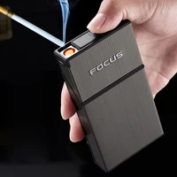 metal waterproof thin cigarette case portable cigarette lighter 20 cigarette case cigarette accessories usb lighter