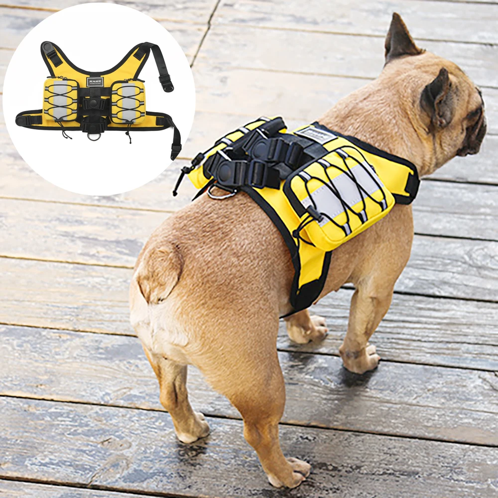

Dog Tactical Harness Backpack Nylon Pet Training Vest with Self Carry Backpack Dog Harness For Small Medium Big Dogs