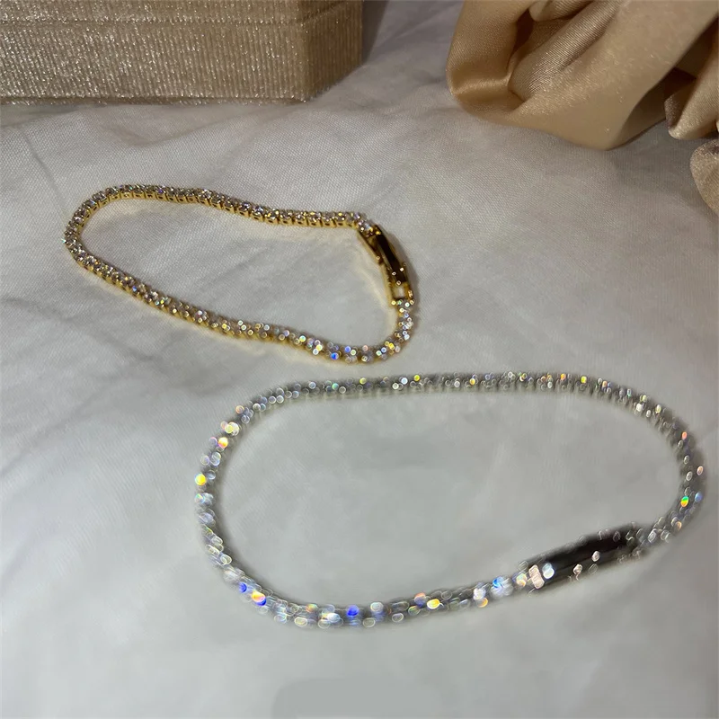 

Luxury Classic Sparkling Zirconia Bracelet Shinning Thin Starlight Bracelet Women Full of Rhinestones Gold/Silver Plated Jewelry