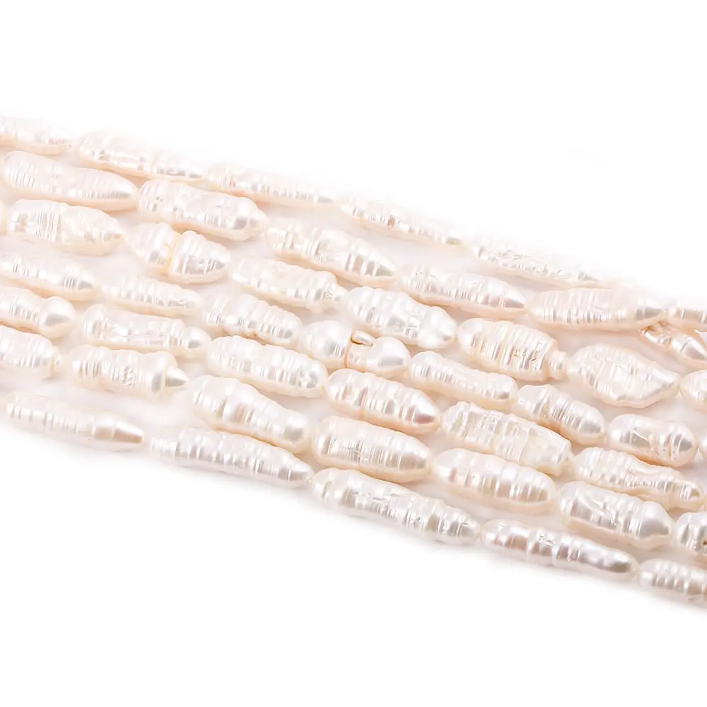 Natural Freshwater Pearls Beads Long Shaped Punch Loose Beads for Jewelry Making DIY Women Necklace Bracelet 8x25mm